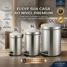 Lixeira de Aço Inox Pedal Soft Balde Removível 3L 5L 12L Para Banheiro Escritório Cozinha