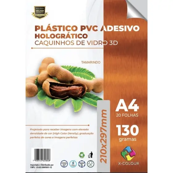 Vinil Adesivo holográfico Caquinho de Vidro p/Jato de Tinta Resistente à Água. Kit 10/20/30 Folhas