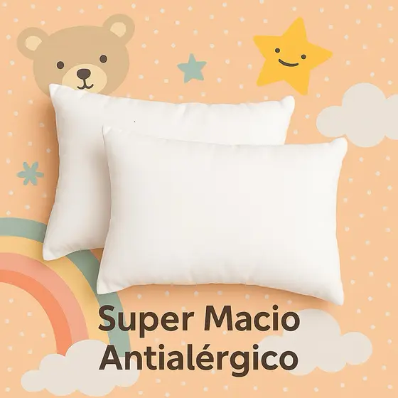 Kit Travesseiro Bebê Infantil Antialérgico Super Macio 30x40cm