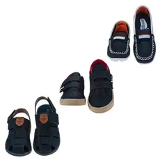 Kit 3 Pares Calçados Infantis Combo Mocassim Masculino Papete Masculina e Sapatenis Menino