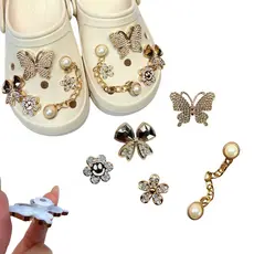Kit Bottons Para Babuche Feminina Pins Decorativos Para Babuche Acessórios ABS de Luxo com Pérolas e Brilho