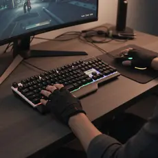 Kit Teclado + Mouse Semi Mecânico Gamer Led Rgb Óptico + Nf