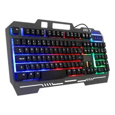 Teclado Gamer Semi Mecânico RGB B-Max com Suporte para Celular ABNT2 Anti-Ghosting