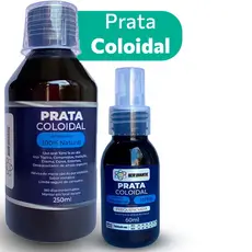 KIT COM 1 ÁGUA DE PRATA COLOIDAL 250ML + 1 ÁGUA PRATA COLOIDAL 60ML COM SPRAY