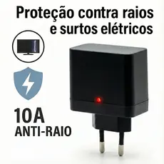 Protetor De Raio Tomada DPS 10A Anti Surto Bivolt 2 Pinos Geladeira TV PC Garantia 12 meses