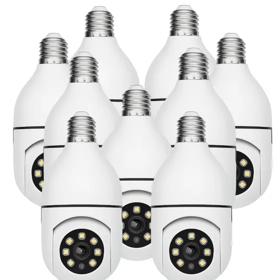 6 a 9 Câmeras Wi-Fi Lâmpada 360° com Rotação e Visão Noturna – Monitoramento pelo Celular