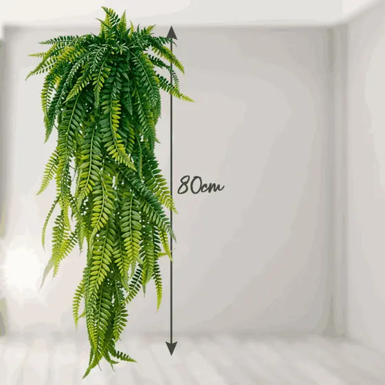 Folhas Artificiais Pendente 80cm – Samambaia Decorativa Realista