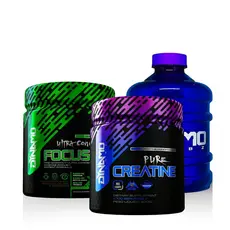 Kit Creatina 100% Pura 300g + Pré-treino Focus-9 210g + Galão ou Coqueteleira