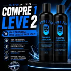 Kit 2 Shampoo Anticaspa Puro Fio tira a caspa 250ml 3 em 1 Cabelo, Barba, Bigode, Pronta Entrega Envio Imediato
