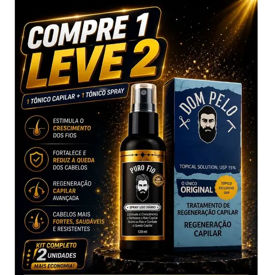 Combo Puro Fio + Dom 120 ml Barba e Cabelo | Regeneração Capilar Completa