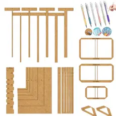 kit Gabarito e Caneta de Corte Encadernação Cartonagem Post It Esquadro Wire-O Mdf pachwork br