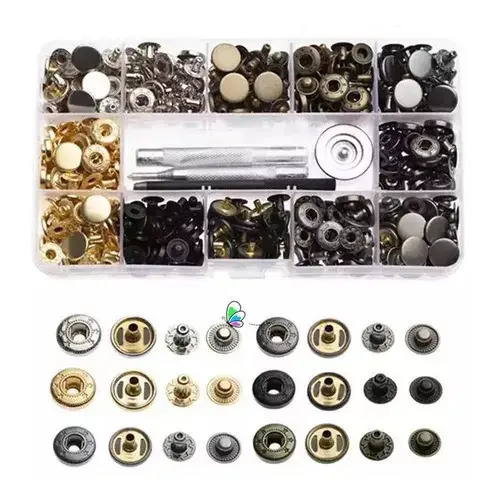 Kit Aplicador Manual Estojo Com 120 Botões Pressão Metal pachwork br