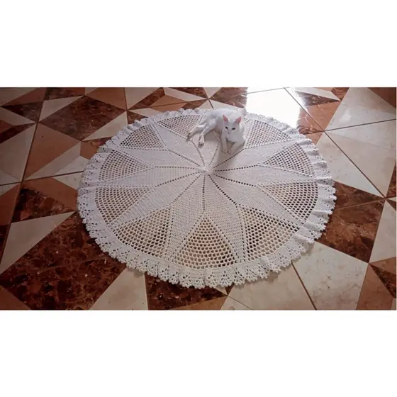 Tapete Redondo de Crochê Grande Sala Quarto Moda Casa Decoração de Interiores Luxo Presente Decor