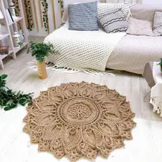 Tapete Mandala Grande em Crochê Russo de Sala Quarto Decoração Crochet Toalha Centro de Mesa Rústico