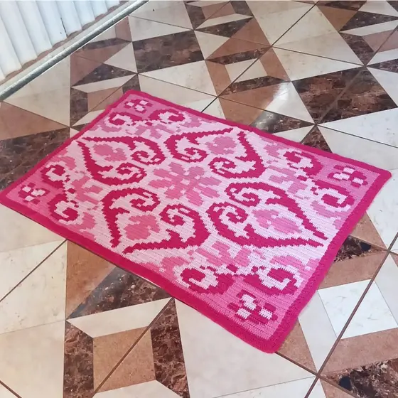 Tapete Grande para Sala Quarto Flor Geométrico em Crochê Moda Casa Decoração Presente
