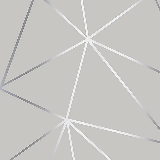 Revestimento Papel De Parede Prismático Silver Metalizado Triângulos 3d Vinílico Resistente Elegante