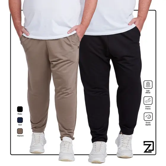 Kit 2 Calça Moletom Masculina Plus Size Com Bolso