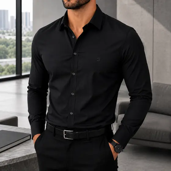 Camisa Slim Social Masculina Spandex