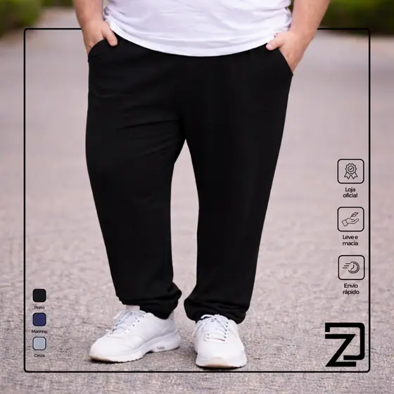 Calça Moletom Com Punho Plus Size Masculina