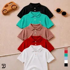 KIT 5 Camisa Polo Básica Infantil Manga Curta