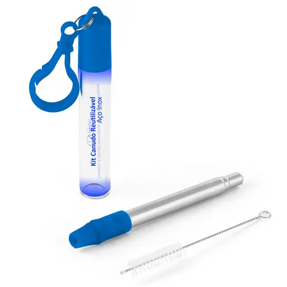 Kit Canudo em Inox e Escova de Limpeza TopGet