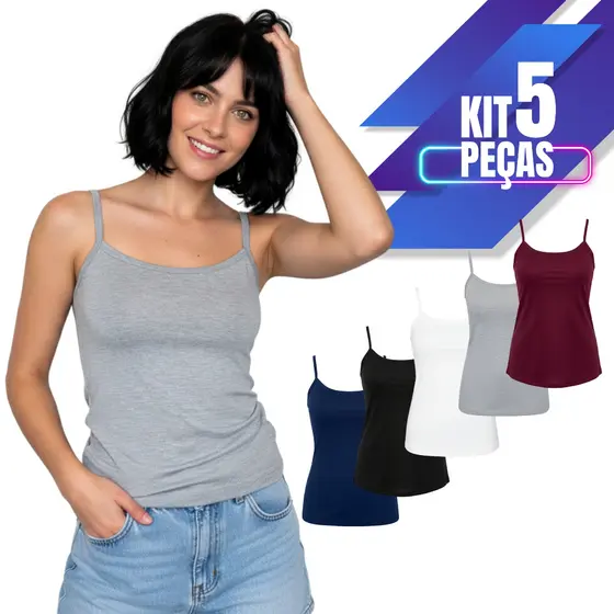 Kit Regata Feminina Básica Blusinha com Alça P M G GG Casual Confortável Academia
