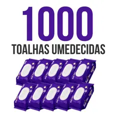 Caixa com 10 Lenços/Toalhas Umedecidas Baby Star Roxa c/ 100 Unidades Cada – Sem Tampa FlipTop