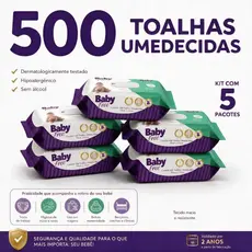 Kit 05 pacotes de Toalhas Umedecidas/ Lenços  Baby free c/100- (sem tampa flip-top)