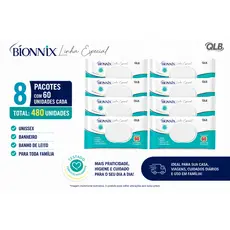 Caixa com 8 Lenços/Toalhas Umedecidas adulto Bionnix c/60 Unidades Cada - Tampa FlipTop - Tecido Premium