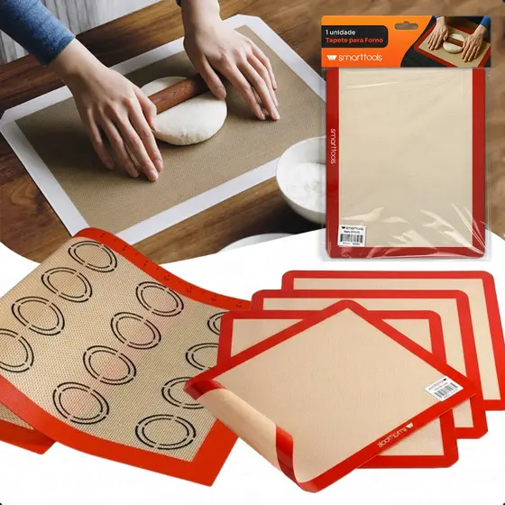 Tapete Silicone Fibra De Vidro Antiaderente Culinário Resistente Altas Temperaturas Forno Bolo 40x30