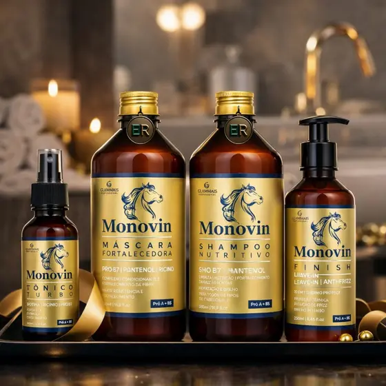 Kit Capilar Monovin Pro A e B5 Crescimento Fortalecimento e Nutrição Todo Tipo de Cabelo
