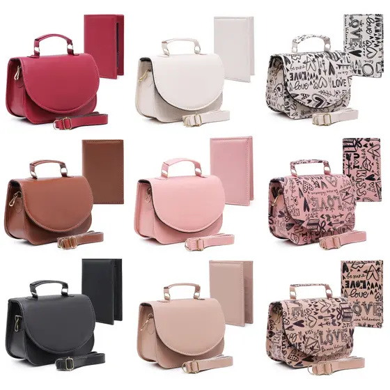 Kit Bolsa Luxo com Carteira Feminina Pequena com Alça Removível