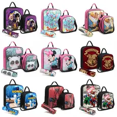 Kit Escolar com Mochila, Lancheira Térmica e Estojo Slim / Escolha seu Tema