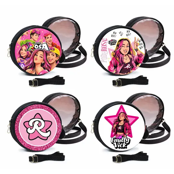Bolsa Transversa Redonda Tiracolo Estilosa com Zíper e Alça Regulável Moda 2026-Emily Vick Dos Rosas