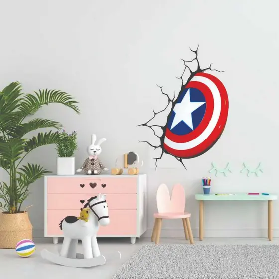 Adesivo Decorativo de Parede Escudo do Capitão América 3D - Cravado na Parede