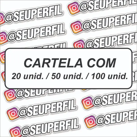 Cartela Adesivos personalizados Holográfico e Branco com seu @ Insta - para Carro Moto Notebook