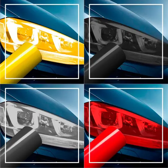 Pelicula adesiva para lanterna, farol, carro e moto - diversas cores 50 x 50 cm