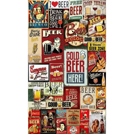 Adesivo Decorativo Papel Parede Cozinha, Churrasqueira Área Gourmet Drink, Vintage - Bebidas Retro