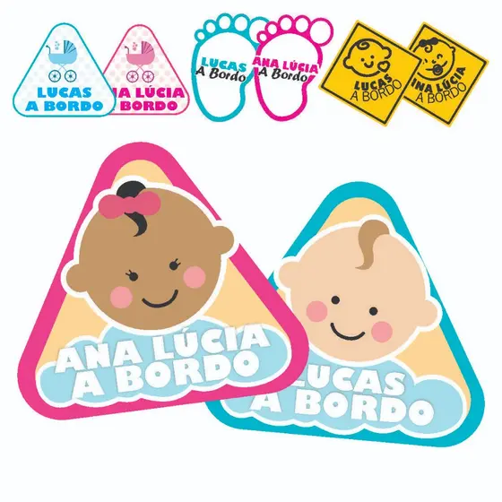 Adesivo Bebê a Bordo Personalizado Vários Modelos
