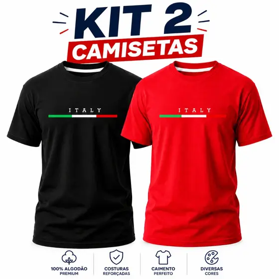 KIT 2 Camisetas Masculinas Básicas 100% Algodão Confortável