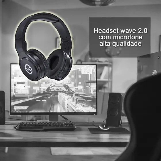 Fone de Ouvido Headset Gamer Vinik Wave com microfone Headphone Preto para jogos p2 cabo1,2 metros Fone Gamer