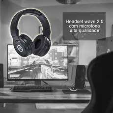 Fone de Ouvido Headset Gamer Vinik Wave com microfone Headphone Preto para jogos p2 cabo1,2 metros Fone Gamer