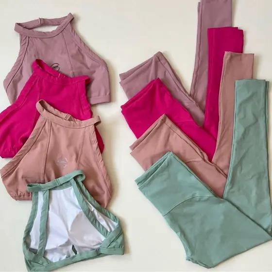 Conjunto Calca Legging Fitness Feminino Academia Zero Transpar锚ncia Alta Compress茫o