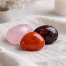 kit cristais para o amor e atração/ pedras naturais/ granada/ quartzo rosa/ cornalina