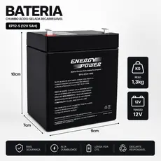 Bateria 12V 5AH Recarregável Multiuso - Nobreak, Alarmes Etc