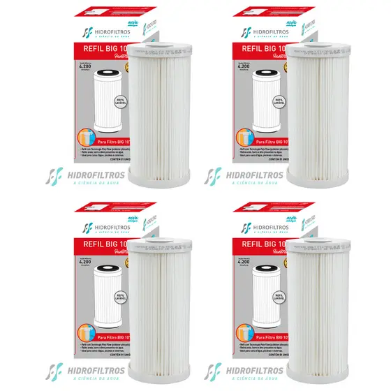 KIT 04 UN Refil Hidrofiltros P/ Filtro Big 10 Original