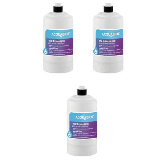 KIT 03 UN Refil Universal RV 01 Acquabios 20L/h Carvão Ativado