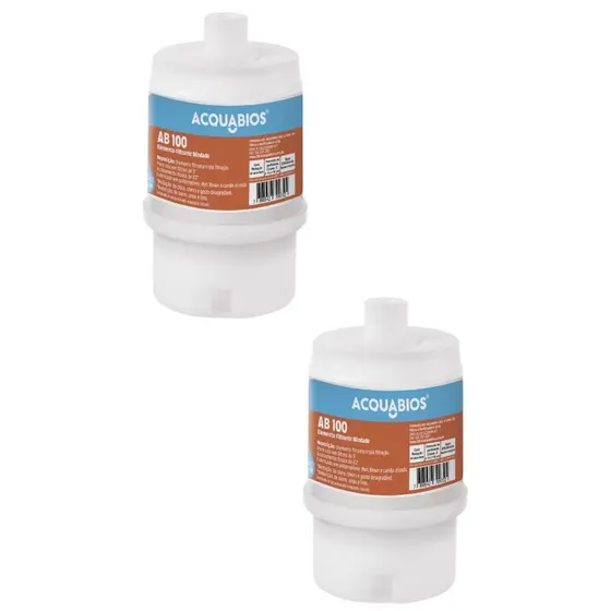 KIT 02 UN Refil Blindado AB100 Acquabios Aplicavel Filtros ACQUA POU 5 Rosca de 1/2 Carvão Ativado