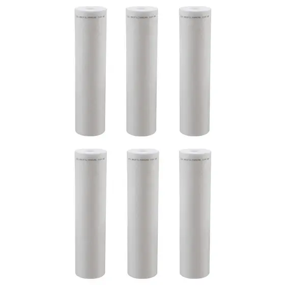 KIT 6 UN Refil BBI Polipropileno Pp10 9 3/4 1.000L/H 5 micra Compativel  POE Bakof Tec, 3M