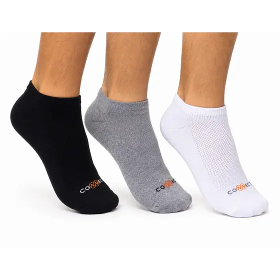 Kit 3 pares de meia soquete ventilação unissex
